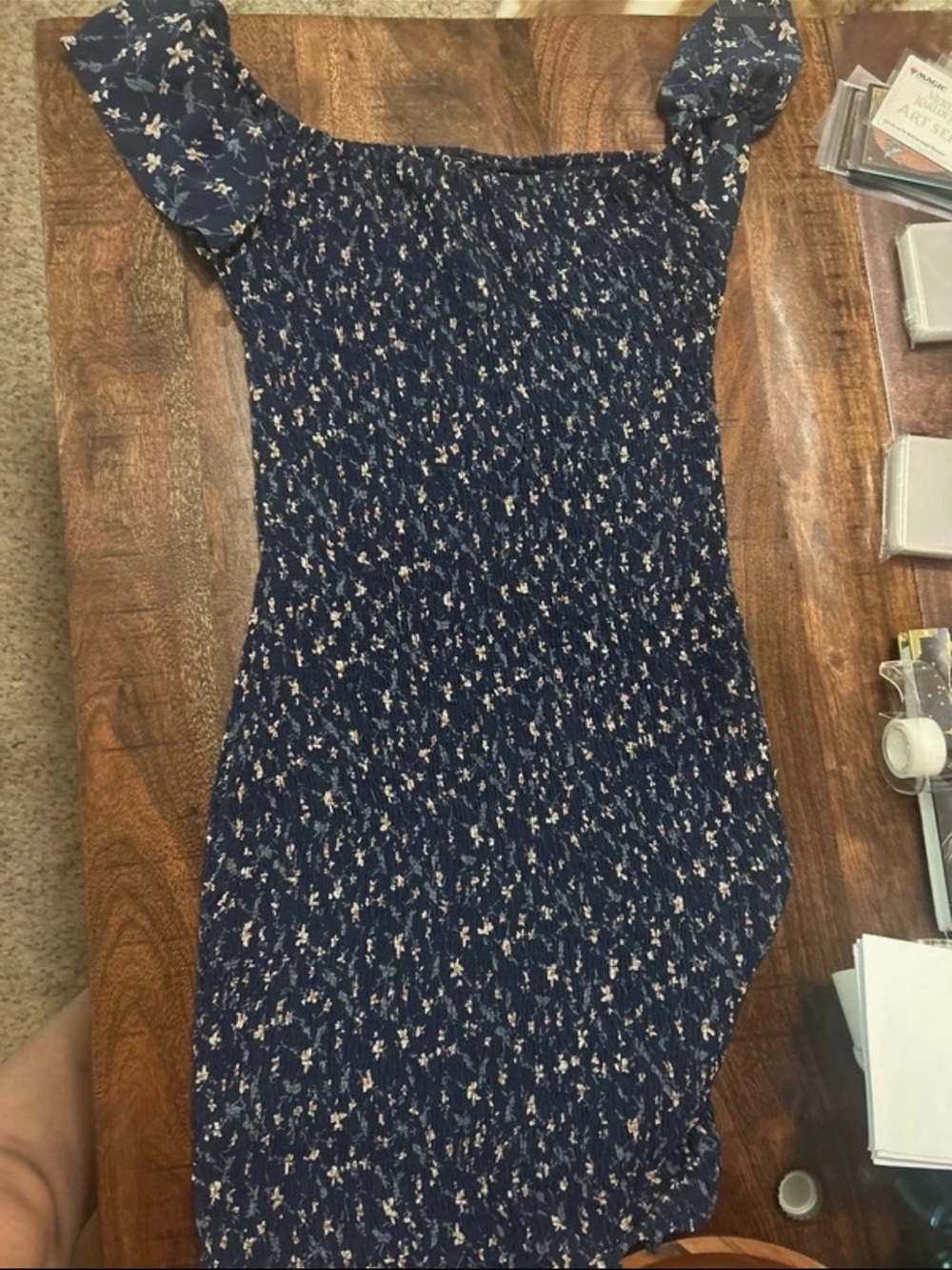 Windsor Navy Mini Dress with Cream & Blush Floral Print